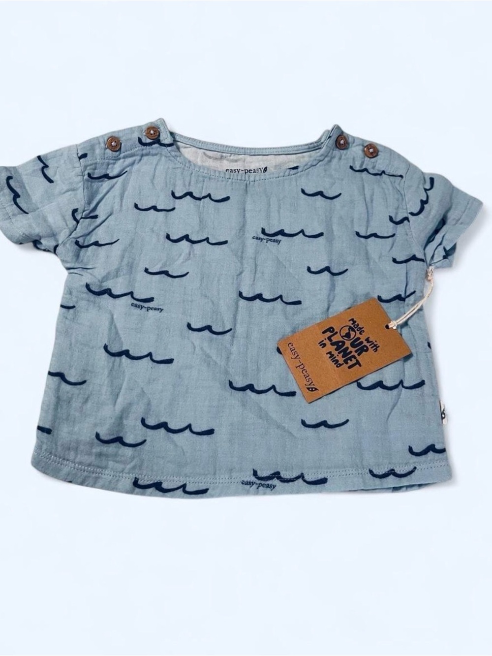 Easy Peasy Blue Wave Short-Sleeve Baby Tee-18mo